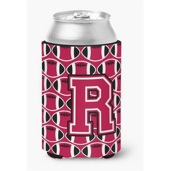 Letter R Football Crimson & White Can or Bottle Hugger