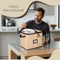 thumbnail image 2 of Wine Glass Storage Box with Dividers, Holds 12 Glasses up to 3-in Wide, Quilted Microfiber Stemware Storage Case with Carry Handles, Ideal for Champagne Flute Glasses, 2 of 8