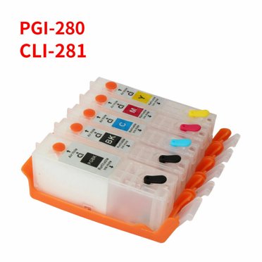5 Pack Empty Refillable Cartridges compatible for PGI-280 280 CLI-281 281 PIXMA TS6120 TS6220 TR7520 TR8520 TS702 TS9520 TS9521C TS6300 TR8620