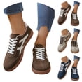 thumbnail image 3 of Lusa Women's Casual Low-Top Athletic Shoes Comfortable Non- Flat Sneakers Fashion Versatile All Season Lightweight Solid Color Vintage Lace-Up Cozy Casual Shoes Brown 43, 3 of 6