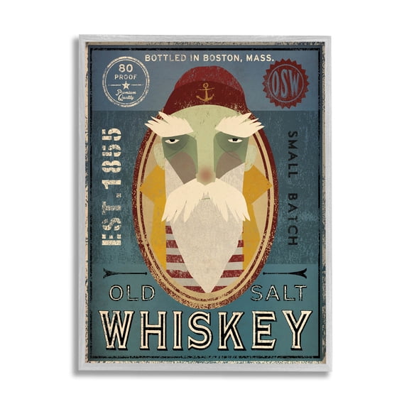 Stupell Industries Whiskey Bottling Sign Graphic Art Gray Framed Art Print Wall Art, Design by Ryan Fowler