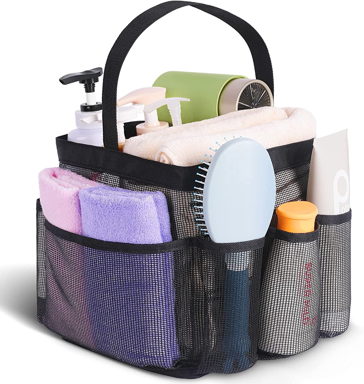Mesh Shower Caddy Basket with 8 Storage Pockets, Portable Shower Tote Bag  Hanging Swimming Pool, Toiletry Bathroom Organizer for College Dorm Room