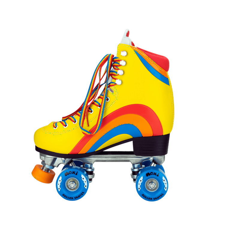 Riedell 2024 Quad Roller Skates - Moxi Rainbow Rider (Sunshine Yellow, 8 Medium)