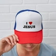 thumbnail image 6 of CafePress - I Love JESUS - Adjustable Unisex Printed Trucker Hat with Mesh Back, 6 of 10