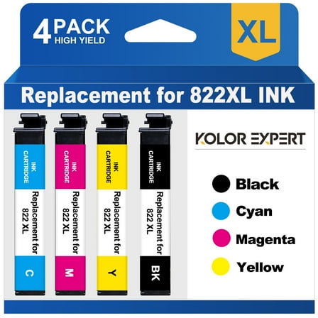 822XL Ink Cartridge for Epson 822 Ink 822xl Use with Epson Workforce Pro WF-3820 WF-4820 WF-4830 Printer (Black Cyan Magenta Yellow, 4-Pack) Compatible