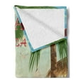 thumbnail image 2 of Travel Soft Flannel Fleece Throw Blanket, Havana Cuba Themed Retro Poster Like Graphic with Vintage Car on Tropical Beach, Cozy Plush for Indoor and Outdoor Use, 60" x 80", Multicolor, by Ambesonne, 2 of 5