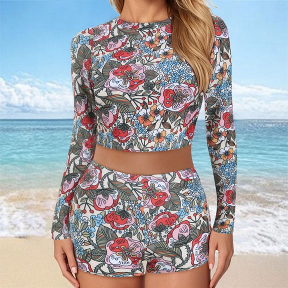 Women's Separate Sun Swimsuit (long Sleeved ) With UPF 50 Sun Swimsuit For Surfing Shorts.