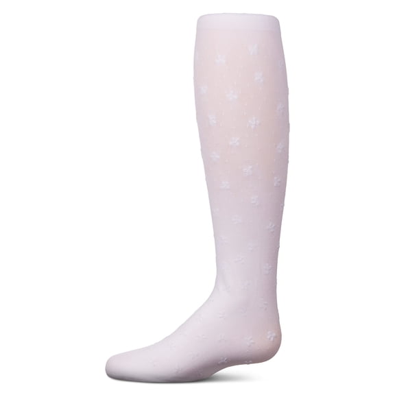 MeMoi Mini Bow Flocked Opaque Tights - Girls - Female, 14-16, White