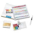 thumbnail image 2 of Opehuo Mini Paint Palette Travel Kit-Mini Portable Wooden/Acrylic Grid Paint Box Palette Set with 15-Color Paint Box & 24-color Paint & Drawing Book & Free Water Brush,Acrylic, 2 of 7