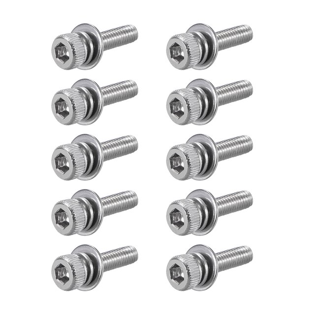 Unique Bargains M3 x 16mm Stainless Steel Hex Socket Head Cap Screws Bolts Combine 10pcs