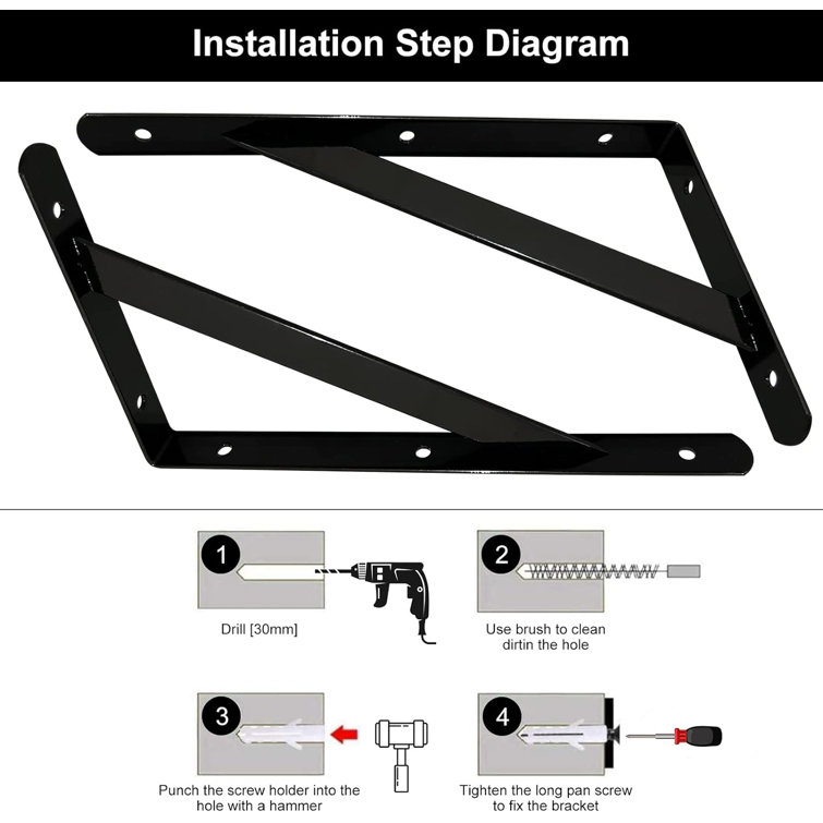 ShadeMart 12 Piece Heavy Duty Floating Metal Wall L-Shaped Shelf Brackets