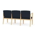 thumbnail image 3 of Amherst Wood Reception Waiting 3 Seat Tandem Seating / Natural Wood / Blue, 3 of 5