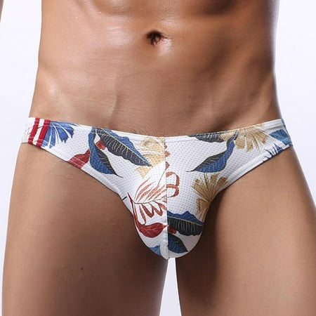 

Men Breathable Mesh Print Thongs Underwear Brief Bulge Pouch G-String Underpants