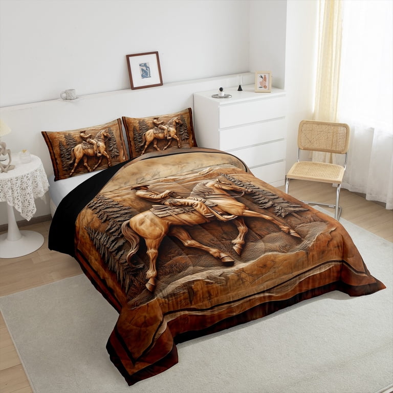 Set di biancheria da letto per ragazzi e ragazze, con motivo di cavalli, per camera da letto, per bambini, ragazzi e ragazze, per letto matrimoniale, con inserto copripiumino e 2 federe