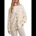 thumbnail image 1 of Suéter Cárdigan Extragrande para Mujer, 100% Algodón, Moda de Otoño 2025, Cuello en V, Tejido con Botones Delanteros, Tops Casuales de Moda Beige S, 1 of 6