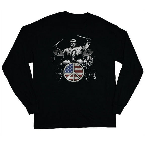 Abe Lincoln American Flag Drum Kit Decal Long Sleeve Tee Drummer Gifts T-shirt