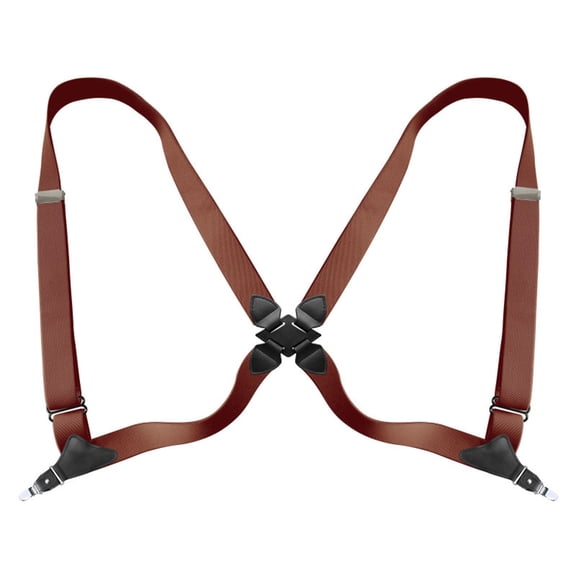 MOJOGO Unisex Braces X Back Adjustable Daily & Work Wear Suspenders Big and Tall Suspender with 2 Clip Brown Free Size