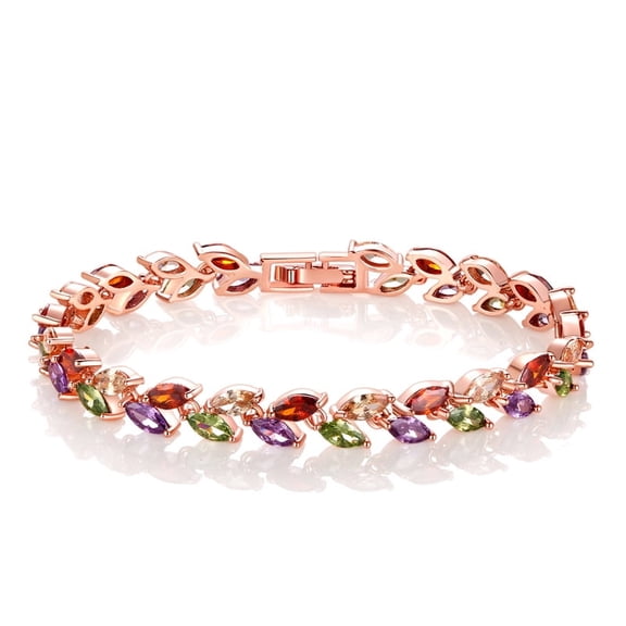 Women's Tennis Bracelets Luxury Slender Rose Gold Plated Bracelet with Sparkling Cubic Zirconia Bracelet Jewelry Gifts for Her