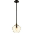 thumbnail image 5 of 1 Light English Bronze Mini Pendant light Hanging Light Fixture with Electrical Plated Champagne Glass Shade, 5 of 6