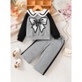 thumbnail image 2 of Michellecmm  Little Girl Fall Outfit Bow Sailor Collar Sweatshirt Pants with Pocket, 2 of 7
