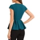 thumbnail image 3 of INSPIRAR CHIC Blusas de Peplum para Mujeres con Mangas Cortas y Cuello Redondo en Color Sólido 3XL Azul Pavo Real, 3 of 5