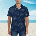 thumbnail image 2 of Disketp Hawaiian Shirts For Men,Snowflake Dark Blue Print Mens Casual Short Sleeve Button Down Shirts Beach Shirt, 2 of 7