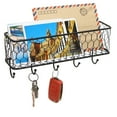 thumbnail image 3 of MyGift Modern Black Metal Wall Mounted Wire Mesh Basket with Key Hooks, 3 of 6