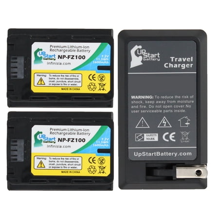 2-Pack NP-FZ100 Battery + Charger Replacement for Sony A9 Digital Camera - Compatible with Sony NP-FZ100 Rechargeable Lithium-Ion Battery 7.2V 1600mAh