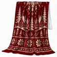 thumbnail image 2 of Nordic Winter Village Deer Snowflake Holiday, Festive Holiday Scene, Warm Flannel Blanket for Living Room and Reading Nook, Art Lovers Friendship Gift, Festive Home Decor, 2 of 9