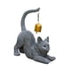 thumbnail image 5 of Estatua de gato, figura de gatito con campana, decoración de mesa, escultura de animal de resina Gris, 5 of 9