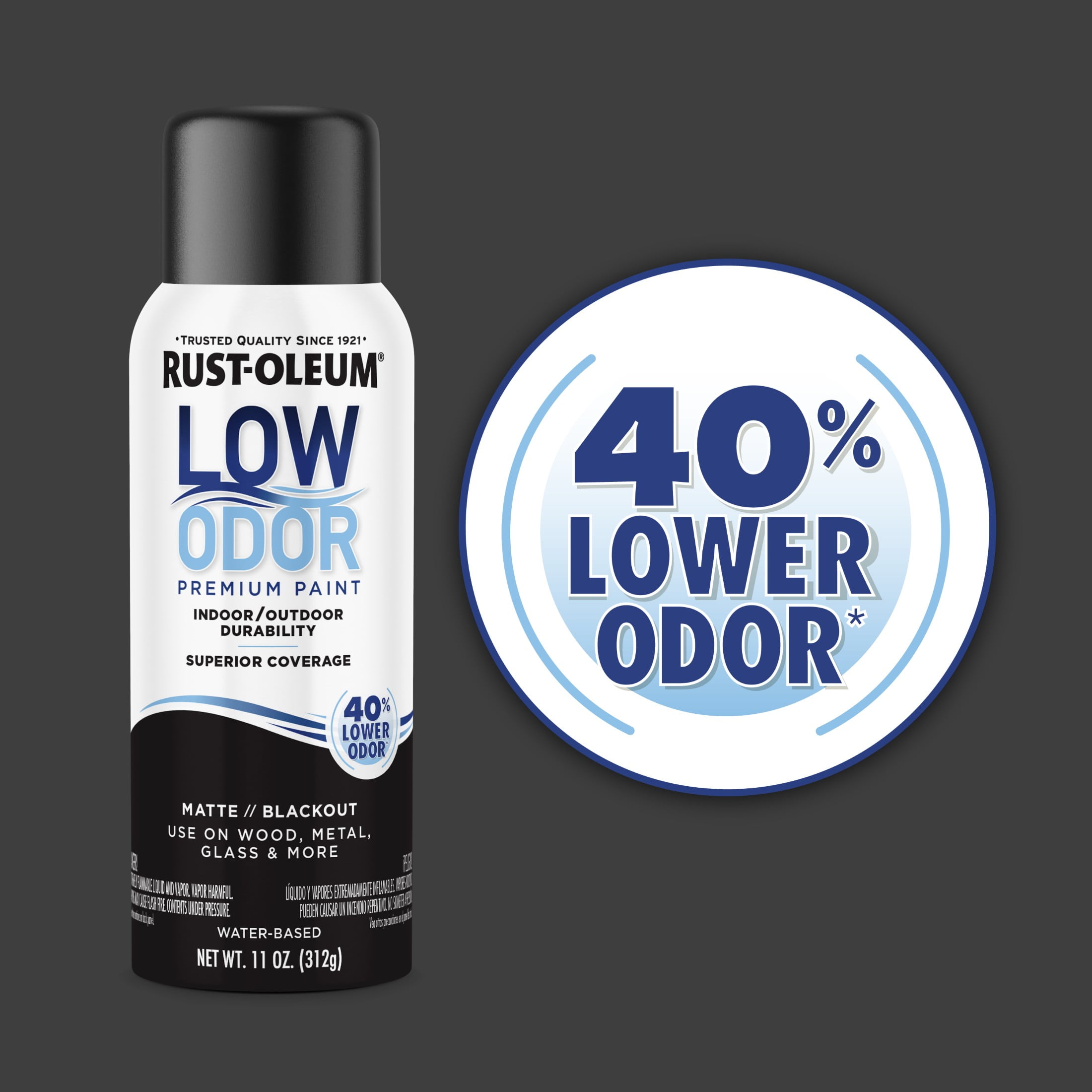 (2 pack) Blackout, Rust-Oleum Low Odor Premium Matte Spray Paint-388279, 11 oz