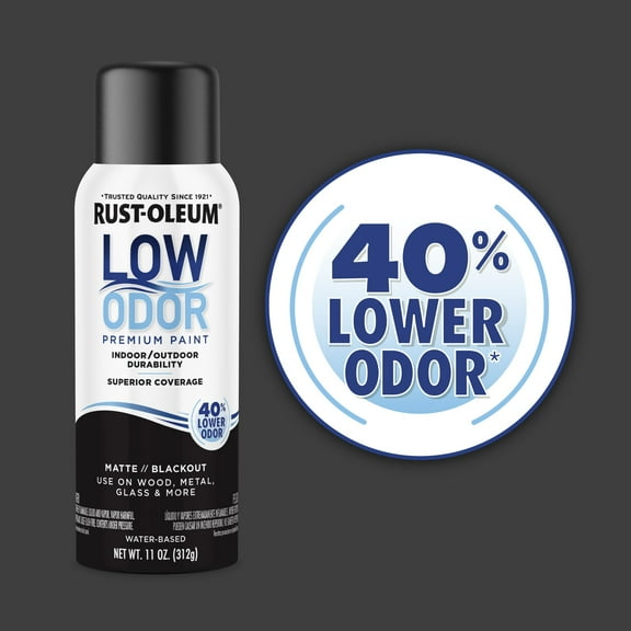 6 Pack, Blackout, Rust-Oleum Low Odor Premium Matte Spray Paint-388279, 11 oz