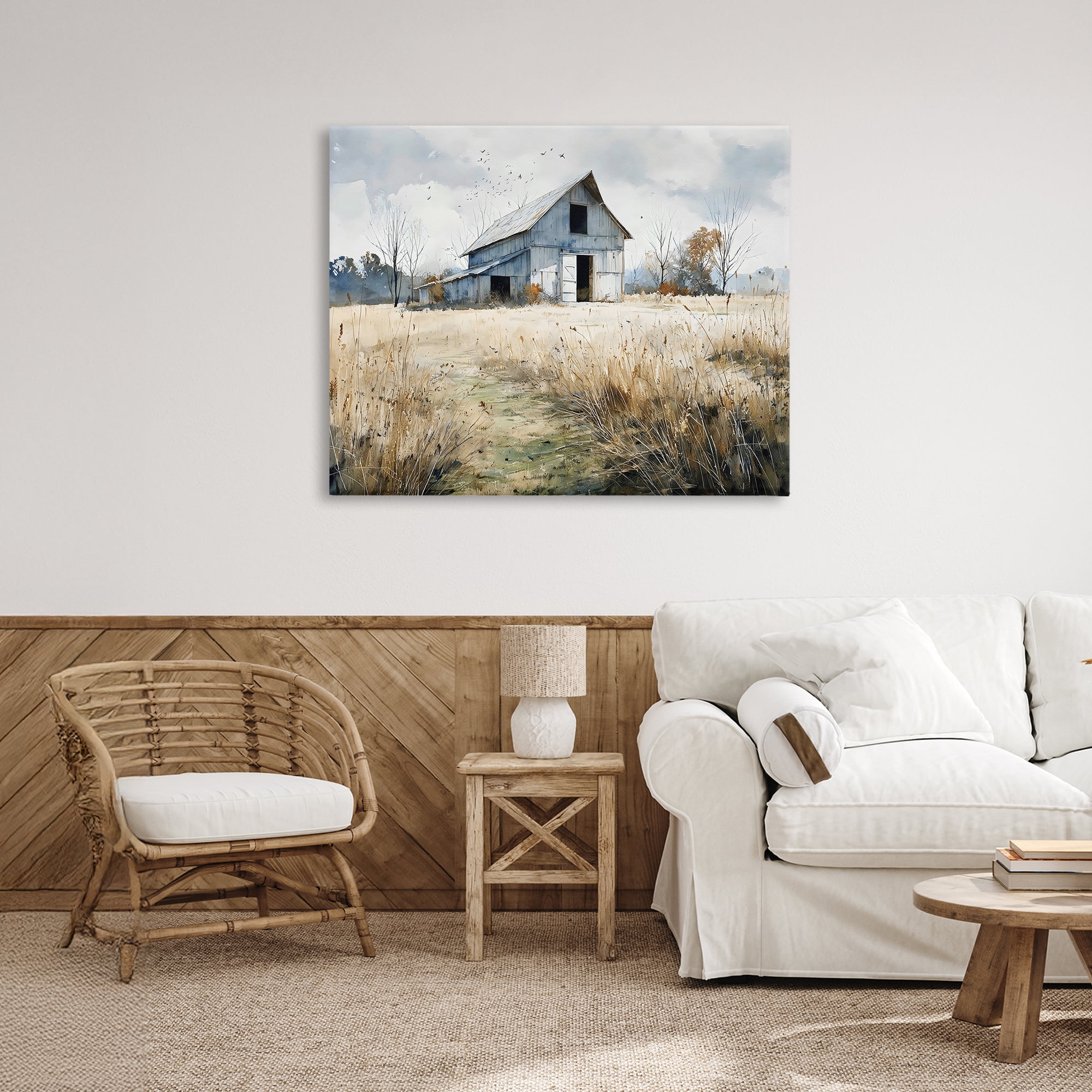 Stupell Industries Old Blue Barn in Farmland Canvas Wall Art, design by Franklyn Gregory