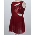 thumbnail image 5 of DPOIS Girls Lyrical Dance Dress Shiny Sequins Leotard Dress Dancewear A Burgundy 14, 5 of 7