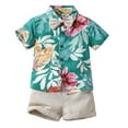 thumbnail image 5 of GYRATEDREAM Boys Shorts Set Summer Outfits Clothes Button Down Short Sleeve Shirt and Shorts Set Hawaii Shirts Sets for 3-4Y, 5 of 7