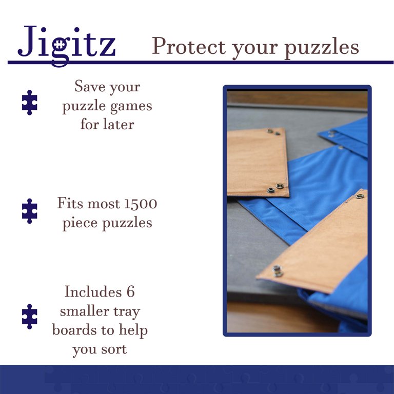 Jigitz 1000 Piece Portable Puzzle Board - Puzzle Keeper with Organizer  Trays