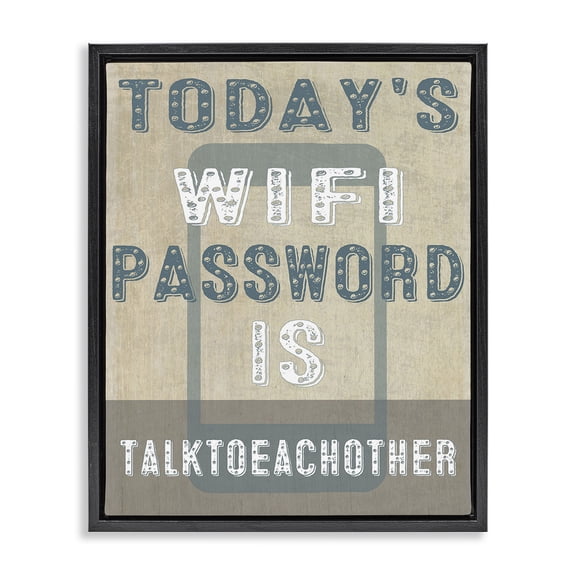 Stupell Industries Eclectic Funny Wi-Fi Password Black Floating Frame Canvas Art, 17 x 21, by Graffitee Studios