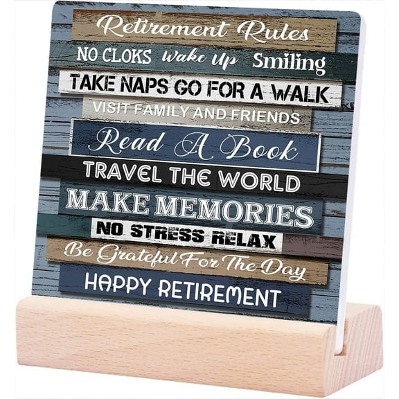 Ceramic Sign 4x4Inch Retirement Retirement Rules Ceramic Plaque Sign Desk DéCor For Retirement Party Decoration Funny Farewell Gifts Going Away Gift For Coworker Colleagues Friends