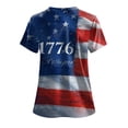 thumbnail image 5 of felwors Fourth of July Scrub Tops Women Scrubs for Women Patriotic Shirts V Neck Pattern Short Sleeve Nursing Top (Dark Blue, XL), 5 of 6