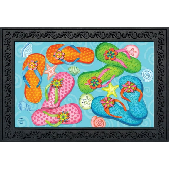 Briarwood Lane Summer Flip Flops Nautical Doormat