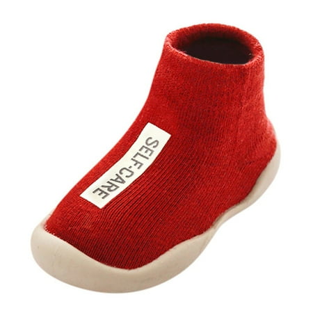 

Kids Socks Girls Solid Letter Anti-Slip Knitted Warm Stockings Christmas