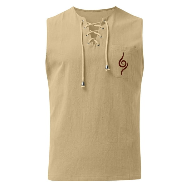 pstuiky Camisetas sin mangas para hombre, Camiseta sin mangas con estampado de color liso y bolsillo con cordón de verano para hombre Chaleco para hombre xxl