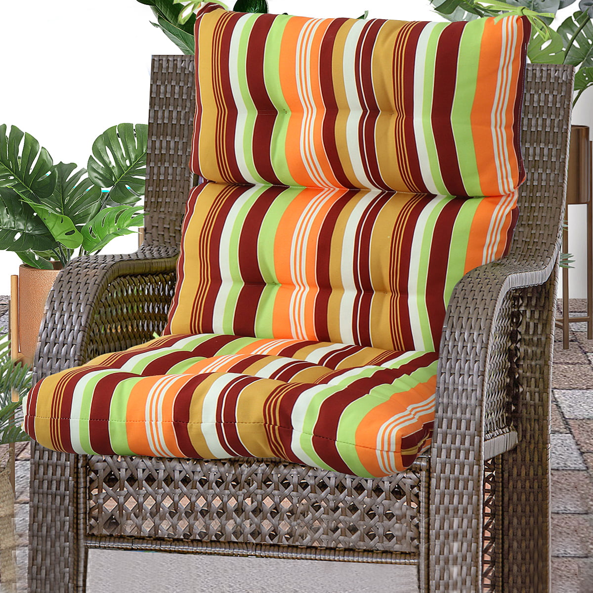 Romhouse 44x21 inch Solid Polyester Chair Cushion Outdoor High Back
