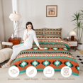thumbnail image 3 of jejeloiu Bold Aztec Queen Comforter Set For Men Women,Tribal Pattern Comforter Sets Queen,Orange Teal,Reversible,3 Pieces,1 Comforter and 2 Pillowcases, 3 of 7