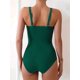 thumbnail image 5 of Traje de Baño de una Pieza para Mujer, con Control de Abdomen, Fruncido, con Recortes y Aros en U Verde Oscuro S, 5 of 7