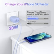 iPhone Charger - 2 Pack 20W PD USB C Wall Charger with 6ft Fast Charging Cable Compatible with iPhone 14/13/12/11 Purple