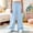 A261 Blue, variant on Girls Wide Leg Pants Elastic Waist Loose Fit Flowy Trousers Casual Lounge Summer Lightweight Relaxed Dance Sweatpants Flattering Playwear with Pockets