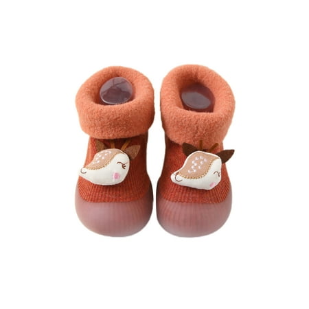 

Harsuny Baby Socks Prewalker Floor Slippers Rubber Sole Sock Shoes Bedroom Lightweight Comfort Slipper First Walker Home Shoe Orange Red 8C