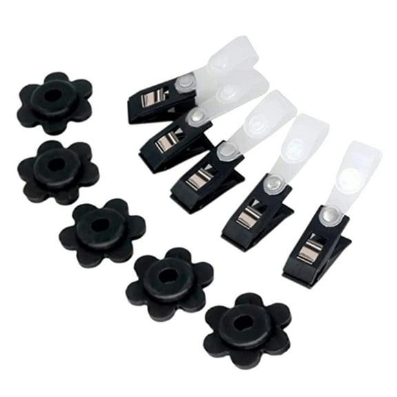 Windproof Garden Flag Clips with Adjustable Plastic and Rubber Stoppers for Home Use Black 1 Set