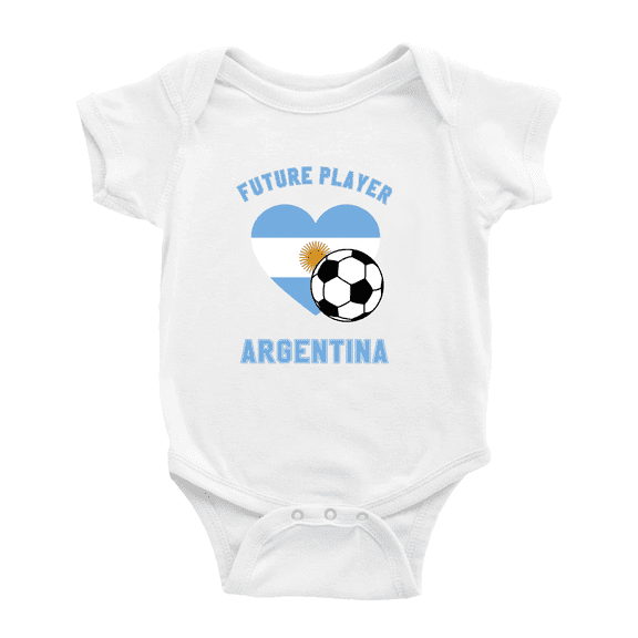 Future Soccer Player Argentina Soccer Fan Baby Jumpsuits Newborn Clothes (White, 12-18 Months)